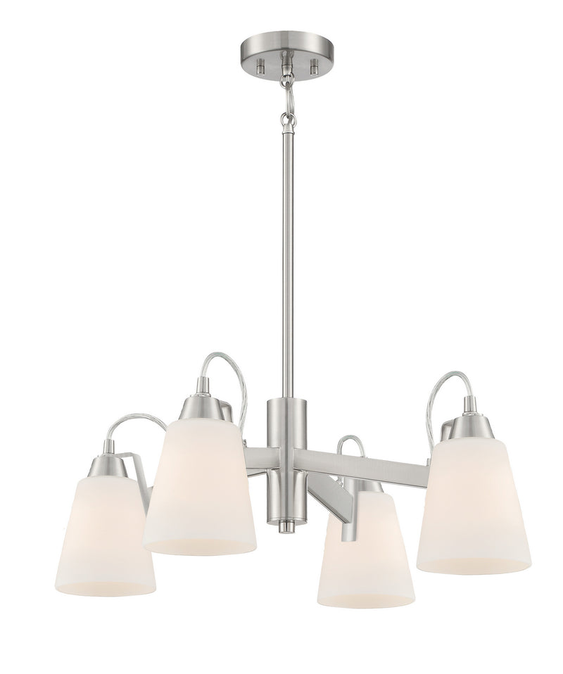 Four Light Chandelier<br /><span style="color:#4AB0CE;">Entrega: 4-10 dias en USA</span><br /><span style="color:#4AB0CE;font-size:60%;">PREGUNTE POR ENTREGA EN PANAMA</span><br />Collection: Beckonridge<br />Finish: Brushed Nickel