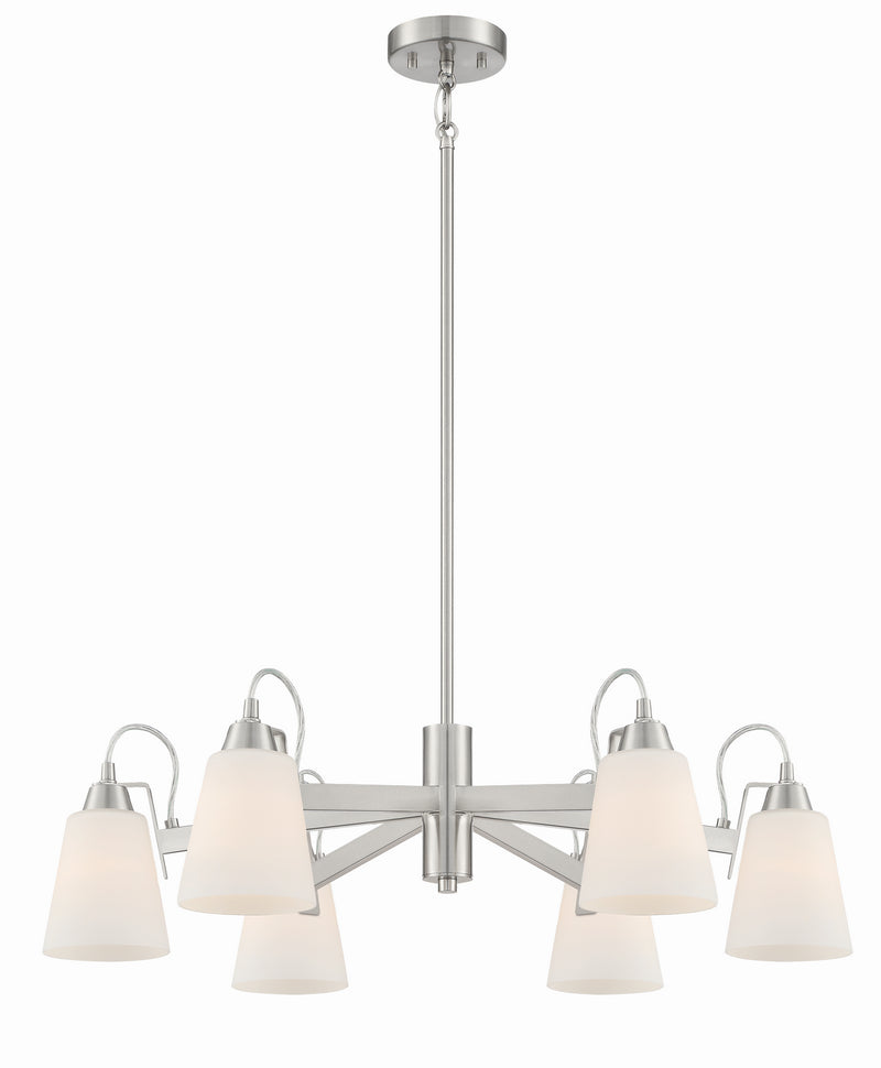 Six Light Chandelier<br /><span style="color:#4AB0CE;">Entrega: 4-10 dias en USA</span><br /><span style="color:#4AB0CE;font-size:60%;">PREGUNTE POR ENTREGA EN PANAMA</span><br />Collection: Beckonridge<br />Finish: Brushed Nickel