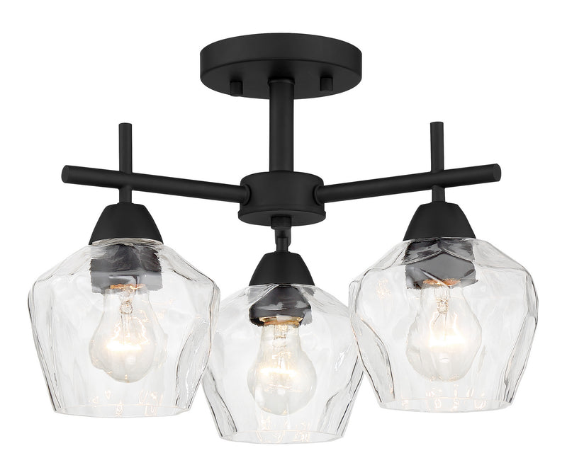 Three Light Semi Flush / Chandelier<br /><span style="color:#4AB0CE;">Entrega: 4-10 dias en USA</span><br /><span style="color:#4AB0CE;font-size:60%;">PREGUNTE POR ENTREGA EN PANAMA</span><br />Collection: Camrin<br />Finish: Coal