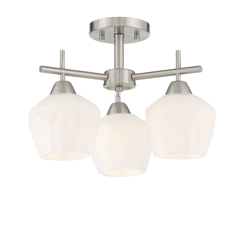 Three Light Semi Flush / Chandelier<br /><span style="color:#4AB0CE;">Entrega: 4-10 dias en USA</span><br /><span style="color:#4AB0CE;font-size:60%;">PREGUNTE POR ENTREGA EN PANAMA</span><br />Collection: Camrin<br />Finish: Brushed Nickel