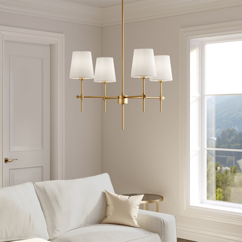 Four Light Chandelier<br /><span style="color:#4AB0CE;">Entrega: 4-10 dias en USA</span><br /><span style="color:#4AB0CE;font-size:60%;">PREGUNTE POR ENTREGA EN PANAMA</span><br />Collection: Baker<br />Finish: Satin Brass