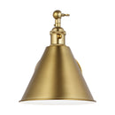 One Light Wall Sconce<br /><span style="color:#4AB0CE;">Entrega: 4-10 dias en USA</span><br /><span style="color:#4AB0CE;font-size:60%;">PREGUNTE POR ENTREGA EN PANAMA</span><br />Collection: Salem<br />Finish: Satin Brass