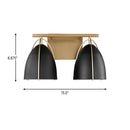 Two Light Wall / Bath<br /><span style="color:#4AB0CE;">Entrega: 4-10 dias en USA</span><br /><span style="color:#4AB0CE;font-size:60%;">PREGUNTE POR ENTREGA EN PANAMA</span><br />Collection: Norman<br />Finish: Satin Brass