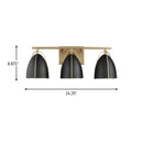 Three Light Wall / Bath<br /><span style="color:#4AB0CE;">Entrega: 4-10 dias en USA</span><br /><span style="color:#4AB0CE;font-size:60%;">PREGUNTE POR ENTREGA EN PANAMA</span><br />Collection: Norman<br />Finish: Satin Brass