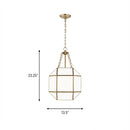 Three Light Lantern<br /><span style="color:#4AB0CE;">Entrega: 4-10 dias en USA</span><br /><span style="color:#4AB0CE;font-size:60%;">PREGUNTE POR ENTREGA EN PANAMA</span><br />Collection: Morrison<br />Finish: Satin Brass