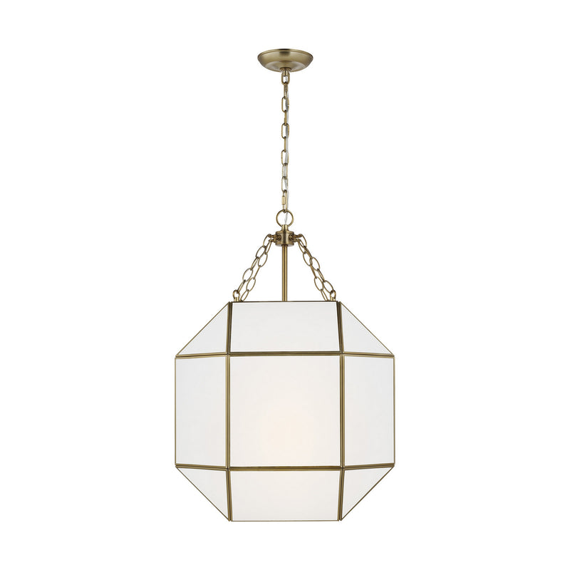 Three Light Lantern<br /><span style="color:#4AB0CE;">Entrega: 4-10 dias en USA</span><br /><span style="color:#4AB0CE;font-size:60%;">PREGUNTE POR ENTREGA EN PANAMA</span><br />Collection: Morrison<br />Finish: Satin Brass