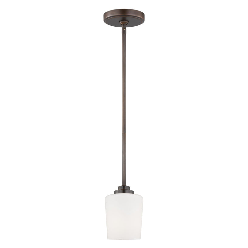 One Light Mini-Pendant<br /><span style="color:#4AB0CE;">Entrega: 4-10 dias en USA</span><br /><span style="color:#4AB0CE;font-size:60%;">PREGUNTE POR ENTREGA EN PANAMA</span><br />Collection: Windom<br />Finish: Bronze