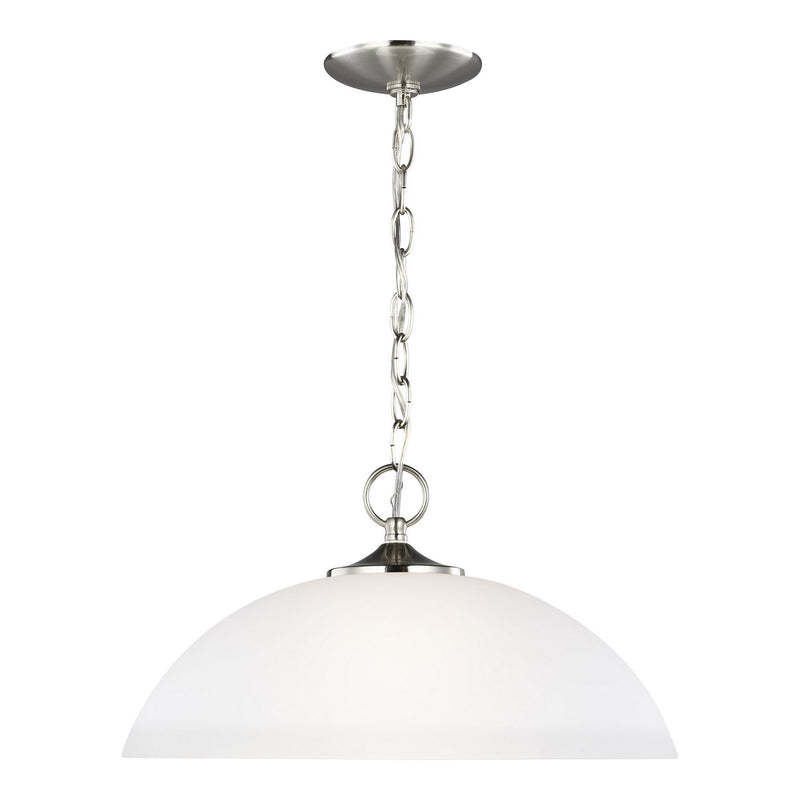One Light Pendant<br /><span style="color:#4AB0CE;">Entrega: 4-10 dias en USA</span><br /><span style="color:#4AB0CE;font-size:60%;">PREGUNTE POR ENTREGA EN PANAMA</span><br />Collection: Geary<br />Finish: Brushed Nickel