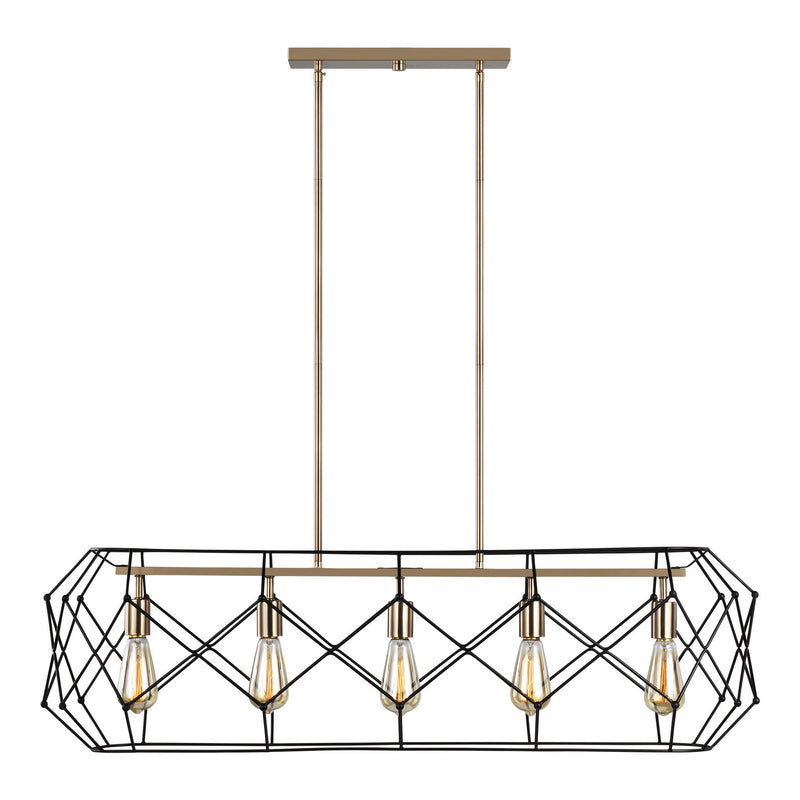 Five Light Linear Chandelier<br /><span style="color:#4AB0CE;">Entrega: 4-10 dias en USA</span><br /><span style="color:#4AB0CE;font-size:60%;">PREGUNTE POR ENTREGA EN PANAMA</span><br />Collection: Zarra<br />Finish: Satin Brass