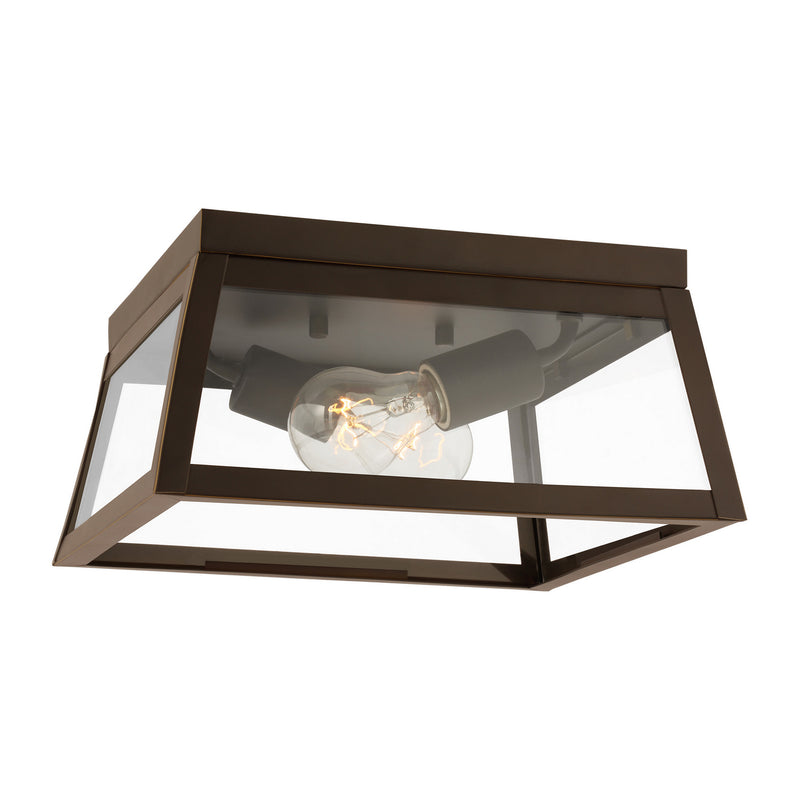 Two Light Outdoor Flush Mount<br /><span style="color:#4AB0CE;">Entrega: 4-10 dias en USA</span><br /><span style="color:#4AB0CE;font-size:60%;">PREGUNTE POR ENTREGA EN PANAMA</span><br />Collection: Founders<br />Finish: Antique Bronze