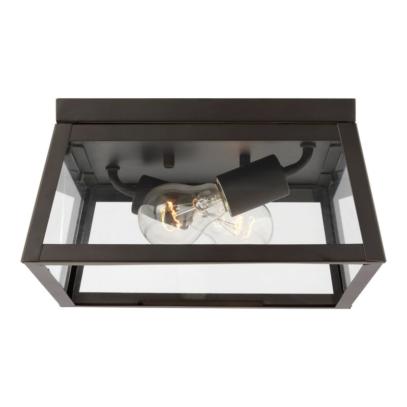 Two Light Outdoor Flush Mount<br /><span style="color:#4AB0CE;">Entrega: 4-10 dias en USA</span><br /><span style="color:#4AB0CE;font-size:60%;">PREGUNTE POR ENTREGA EN PANAMA</span><br />Collection: Founders<br />Finish: Antique Bronze