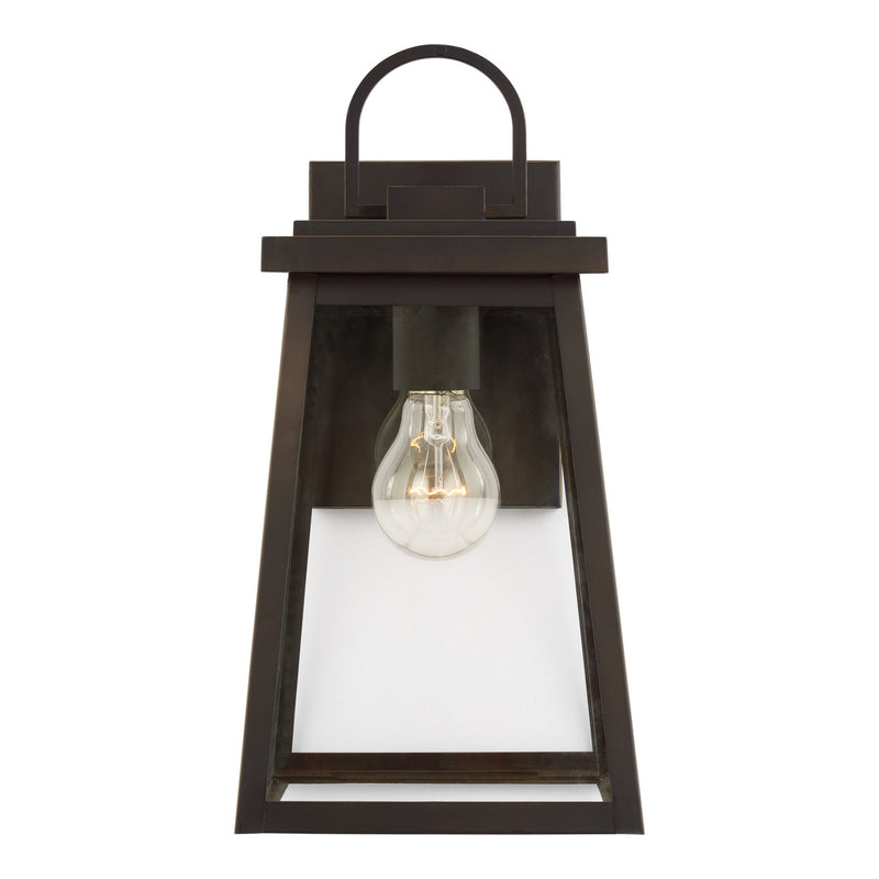 One Light Outdoor Wall Lantern<br /><span style="color:#4AB0CE;">Entrega: 4-10 dias en USA</span><br /><span style="color:#4AB0CE;font-size:60%;">PREGUNTE POR ENTREGA EN PANAMA</span><br />Collection: Founders<br />Finish: Antique Bronze