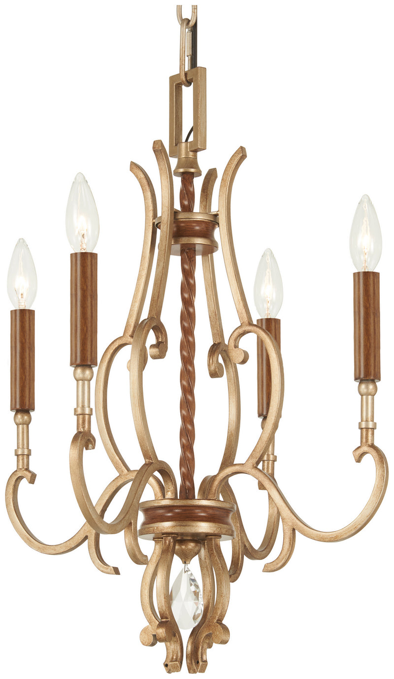 Four Light Chandelier<br /><span style="color:#4AB0CE;">Entrega: 4-10 dias en USA</span><br /><span style="color:#4AB0CE;font-size:60%;">PREGUNTE POR ENTREGA EN PANAMA</span><br />Collection: Magnolia Manor<br />Finish: Pale Gold W/ Distressed Bronze