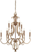 Ten Light Chandelier<br /><span style="color:#4AB0CE;">Entrega: 4-10 dias en USA</span><br /><span style="color:#4AB0CE;font-size:60%;">PREGUNTE POR ENTREGA EN PANAMA</span><br />Collection: Magnolia Manor<br />Finish: Pale Gold With Distressed Bronze