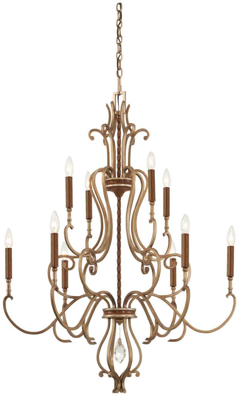 Ten Light Chandelier<br /><span style="color:#4AB0CE;">Entrega: 4-10 dias en USA</span><br /><span style="color:#4AB0CE;font-size:60%;">PREGUNTE POR ENTREGA EN PANAMA</span><br />Collection: Magnolia Manor<br />Finish: Pale Gold W/ Distressed Bronze