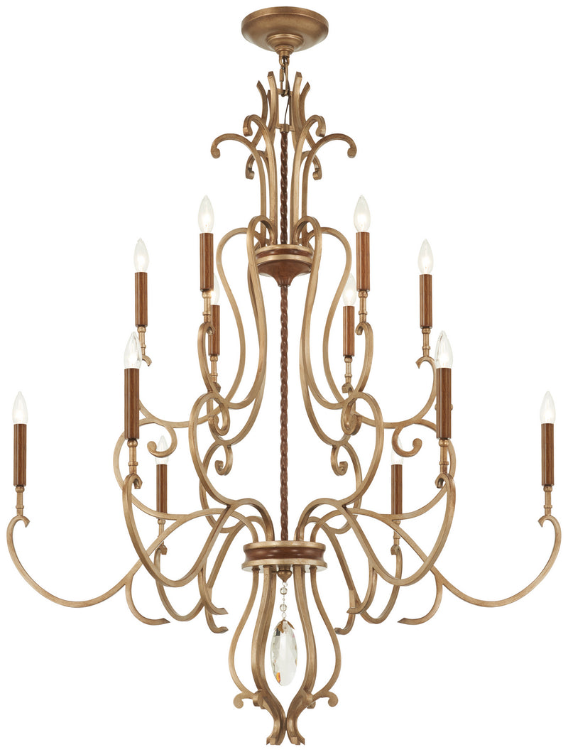 12 Light Chandelier<br /><span style="color:#4AB0CE;">Entrega: 4-10 dias en USA</span><br /><span style="color:#4AB0CE;font-size:60%;">PREGUNTE POR ENTREGA EN PANAMA</span><br />Collection: Magnolia Manor<br />Finish: Pale Gold W/ Distressed Bronze