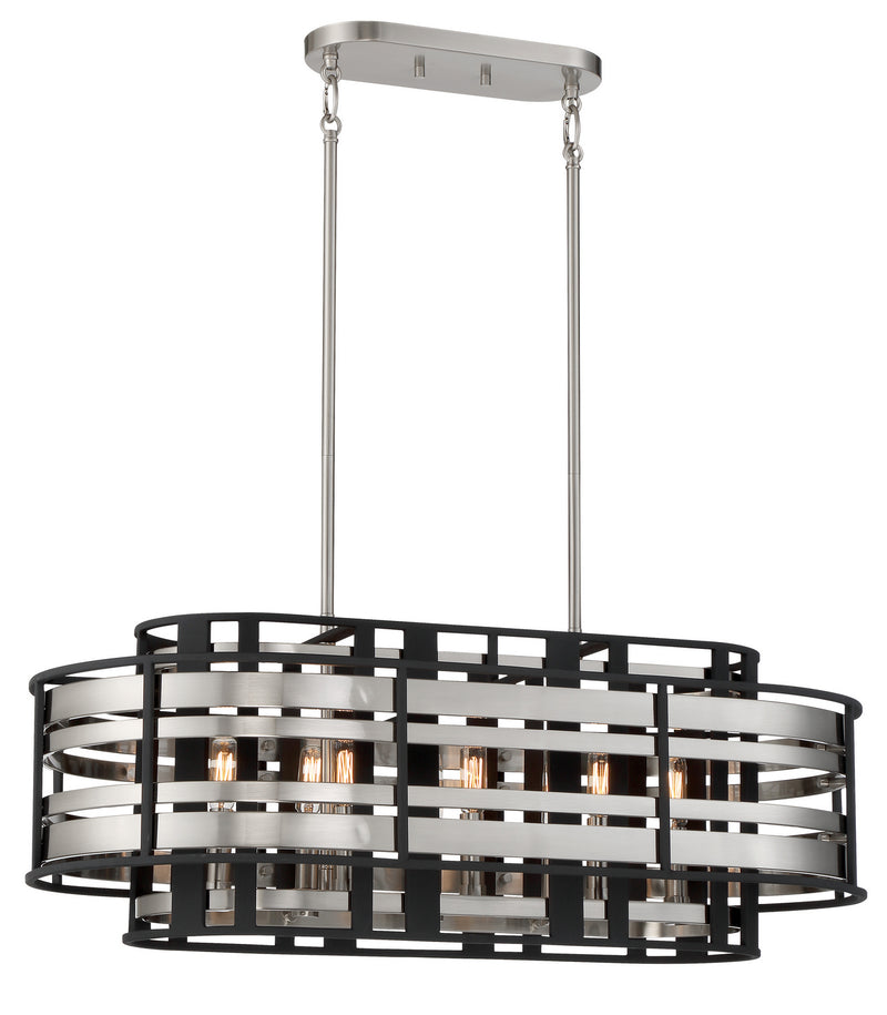 Metropolitan - N7988-420 - Eight Light Island Pendant - Presten - Brushed Nickel W/ Sand Coal