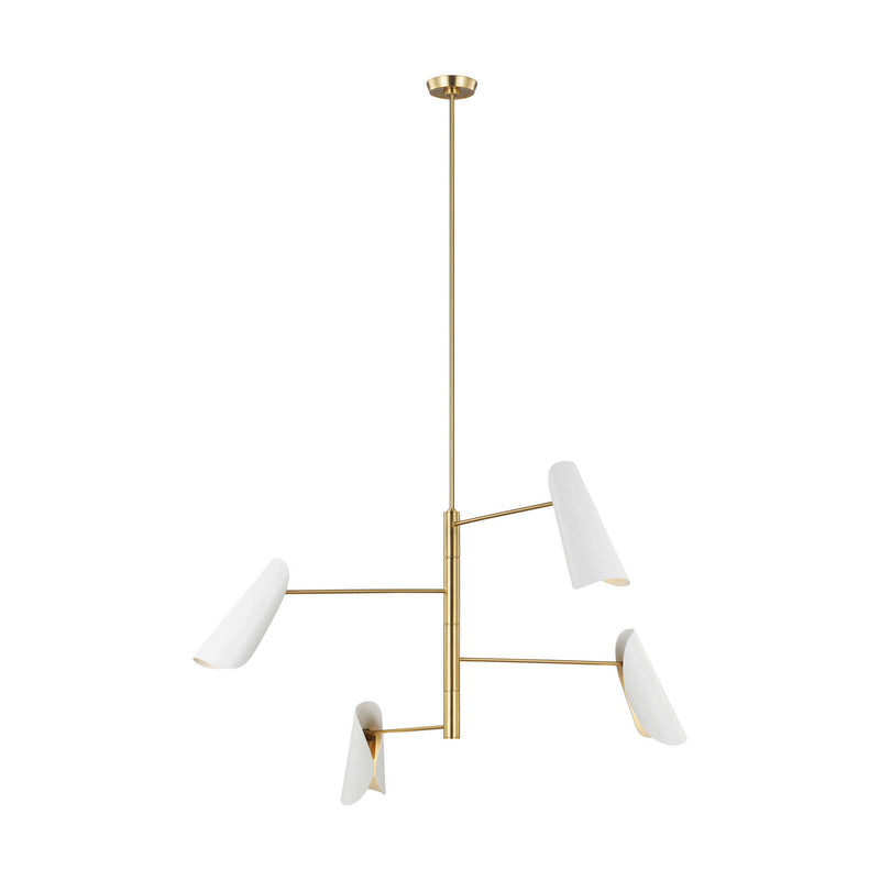Four Light Chandelier<br /><span style="color:#4AB0CE;">Entrega: 4-10 dias en USA</span><br /><span style="color:#4AB0CE;font-size:60%;">PREGUNTE POR ENTREGA EN PANAMA</span><br />Collection: Tresa<br />Finish: Matte White and Burnished Brass