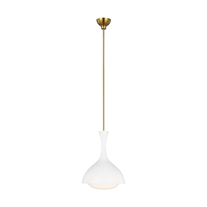 One Light Pendant<br /><span style="color:#4AB0CE;">Entrega: 4-10 dias en USA</span><br /><span style="color:#4AB0CE;font-size:60%;">PREGUNTE POR ENTREGA EN PANAMA</span><br />Collection: Lucerne<br />Finish: Matte White and Burnished Brass