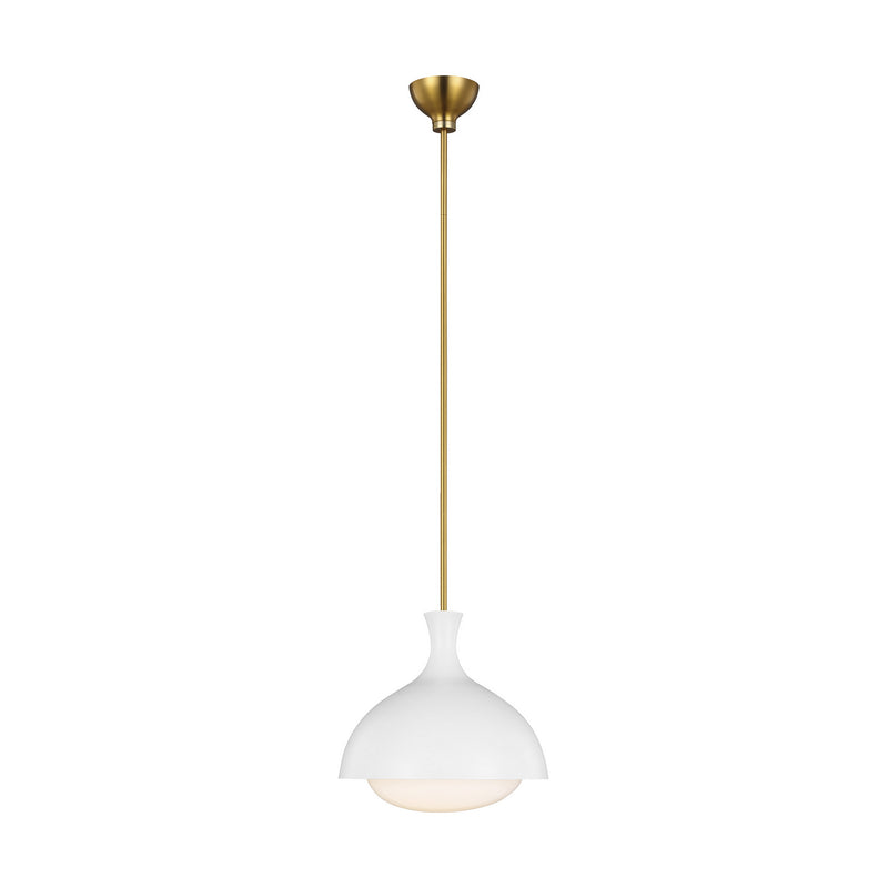 One Light Pendant<br /><span style="color:#4AB0CE;">Entrega: 4-10 dias en USA</span><br /><span style="color:#4AB0CE;font-size:60%;">PREGUNTE POR ENTREGA EN PANAMA</span><br />Collection: Lucerne<br />Finish: Matte White and Burnished Brass