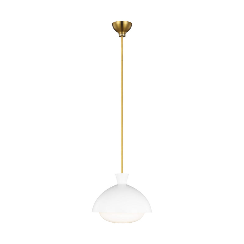 One Light Pendant<br /><span style="color:#4AB0CE;">Entrega: 4-10 dias en USA</span><br /><span style="color:#4AB0CE;font-size:60%;">PREGUNTE POR ENTREGA EN PANAMA</span><br />Collection: Lucerne<br />Finish: Matte White and Burnished Brass