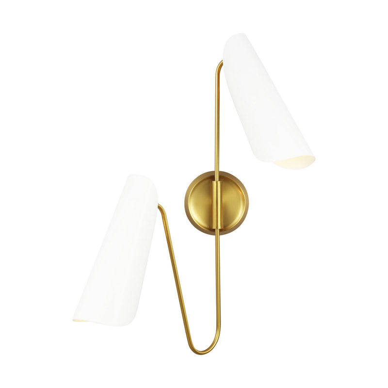 Two Light Wall Sconce<br /><span style="color:#4AB0CE;">Entrega: 4-10 dias en USA</span><br /><span style="color:#4AB0CE;font-size:60%;">PREGUNTE POR ENTREGA EN PANAMA</span><br />Collection: Tresa<br />Finish: Matte White and Burnished Brass