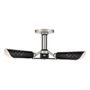 Three Light Semi Flush Mount<br /><span style="color:#4AB0CE;">Entrega: 4-10 dias en USA</span><br /><span style="color:#4AB0CE;font-size:60%;">PREGUNTE POR ENTREGA EN PANAMA</span><br />Collection: Turbine<br />Finish: Brushed Nickel and Coal Highlights