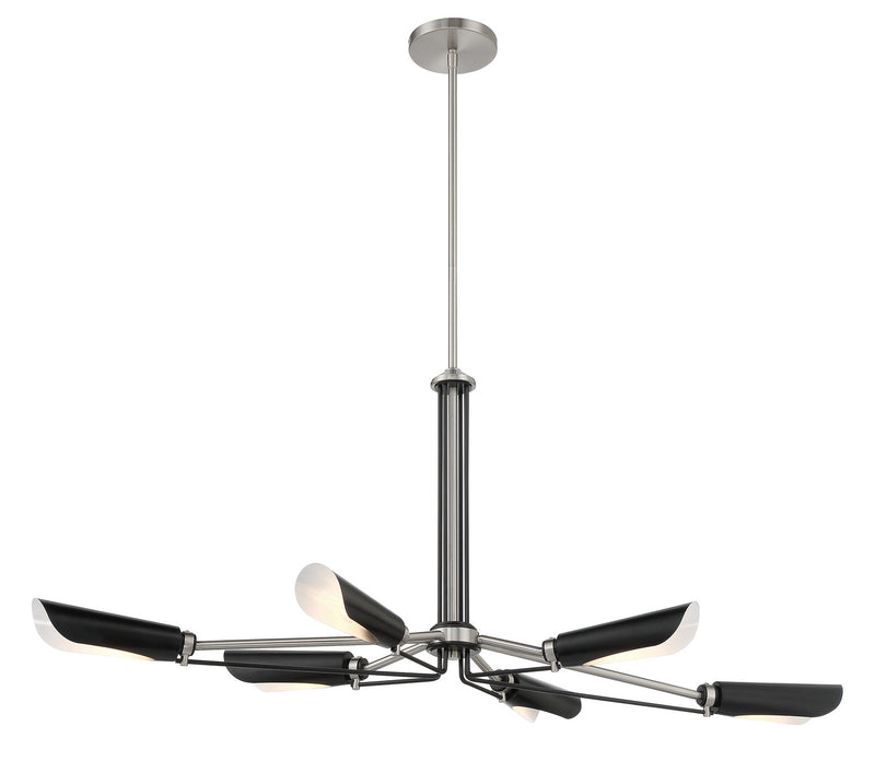 Six Light Island Pendant<br /><span style="color:#4AB0CE;">Entrega: 4-10 dias en USA</span><br /><span style="color:#4AB0CE;font-size:60%;">PREGUNTE POR ENTREGA EN PANAMA</span><br />Collection: Turbine<br />Finish: Brushed Nickel and Coal Highlights