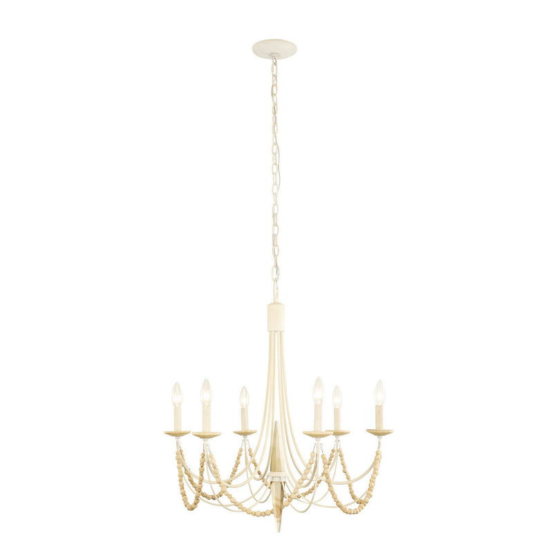 Six Light Chandelier<br /><span style="color:#4AB0CE;">Entrega: 4-10 dias en USA</span><br /><span style="color:#4AB0CE;font-size:60%;">PREGUNTE POR ENTREGA EN PANAMA</span><br />Collection: Brentwood<br />Finish: Country White