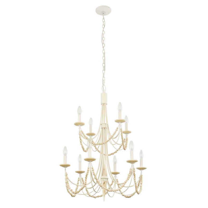 Ten Light Chandelier<br /><span style="color:#4AB0CE;">Entrega: 4-10 dias en USA</span><br /><span style="color:#4AB0CE;font-size:60%;">PREGUNTE POR ENTREGA EN PANAMA</span><br />Collection: Brentwood<br />Finish: Country White