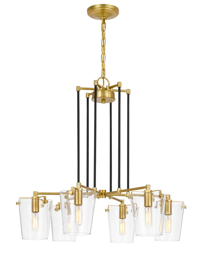 Six Light Chandelier<br /><span style="color:#4AB0CE;">Entrega: 4-10 dias en USA</span><br /><span style="color:#4AB0CE;font-size:60%;">PREGUNTE POR ENTREGA EN PANAMA</span><br />Collection: Arlo<br />Finish: Black/Satin Brass