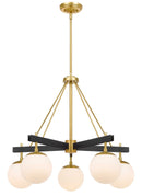 Five Light Chandelier<br /><span style="color:#4AB0CE;">Entrega: 4-10 dias en USA</span><br /><span style="color:#4AB0CE;font-size:60%;">PREGUNTE POR ENTREGA EN PANAMA</span><br />Collection: Allie<br />Finish: Black/Satin Brass