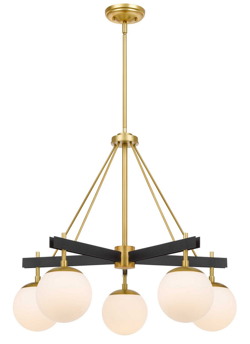 Five Light Chandelier<br /><span style="color:#4AB0CE;">Entrega: 4-10 dias en USA</span><br /><span style="color:#4AB0CE;font-size:60%;">PREGUNTE POR ENTREGA EN PANAMA</span><br />Collection: Allie<br />Finish: Black/Satin Brass