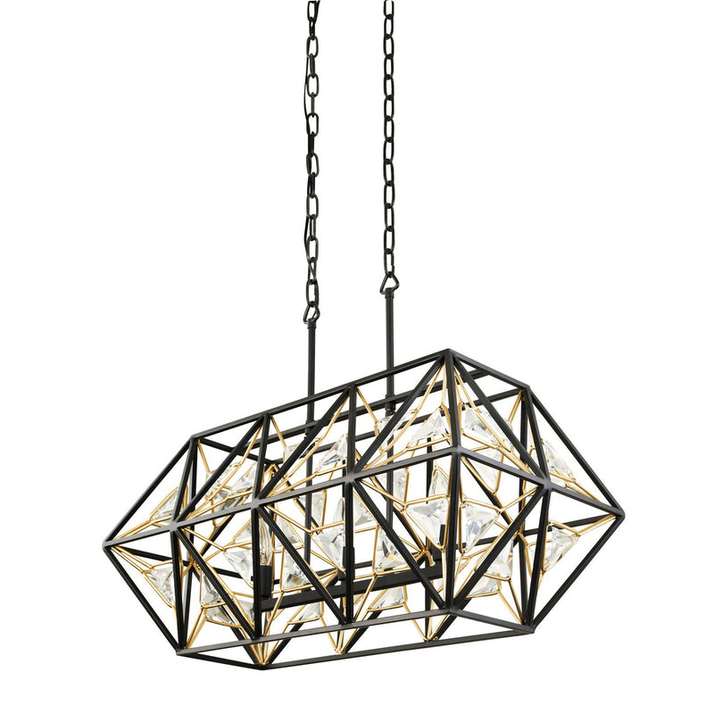 Three Light Linear Pendant<br /><span style="color:#4AB0CE;">Entrega: 4-10 dias en USA</span><br /><span style="color:#4AB0CE;font-size:60%;">PREGUNTE POR ENTREGA EN PANAMA</span><br />Collection: Marcia<br />Finish: Matte Black/French Gold