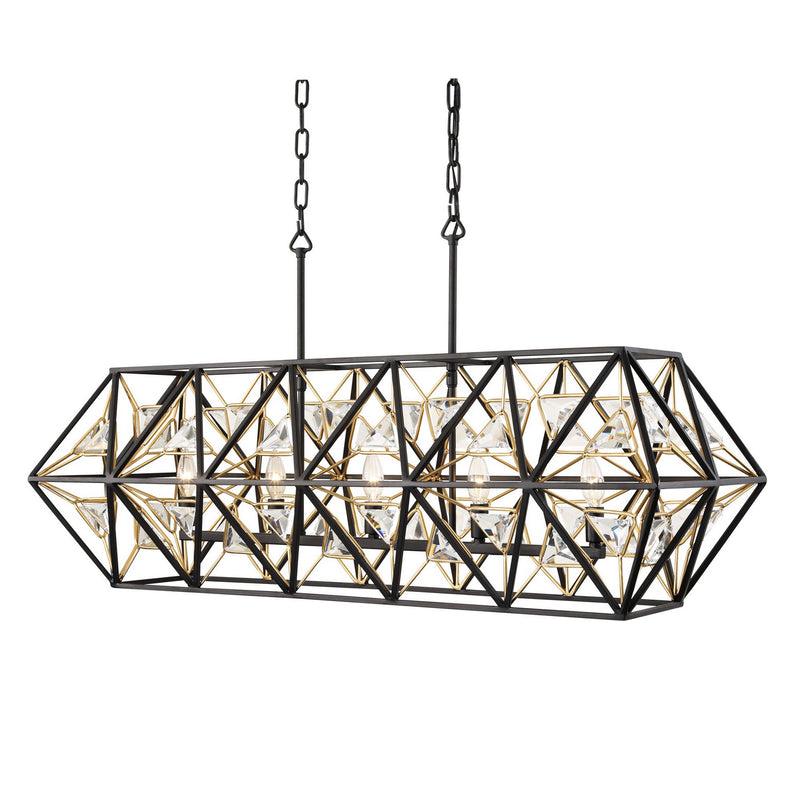 Five Light Linear Pendant<br /><span style="color:#4AB0CE;">Entrega: 4-10 dias en USA</span><br /><span style="color:#4AB0CE;font-size:60%;">PREGUNTE POR ENTREGA EN PANAMA</span><br />Collection: Marcia<br />Finish: Matte Black/French Gold