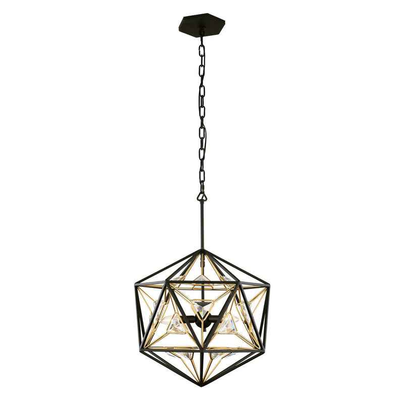 Three Light Pendant<br /><span style="color:#4AB0CE;">Entrega: 4-10 dias en USA</span><br /><span style="color:#4AB0CE;font-size:60%;">PREGUNTE POR ENTREGA EN PANAMA</span><br />Collection: Marcia<br />Finish: Matte Black/French Gold