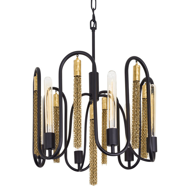 Six Light Pendant<br /><span style="color:#4AB0CE;">Entrega: 4-10 dias en USA</span><br /><span style="color:#4AB0CE;font-size:60%;">PREGUNTE POR ENTREGA EN PANAMA</span><br />Collection: Darden<br />Finish: Matte Black/Antique Gold