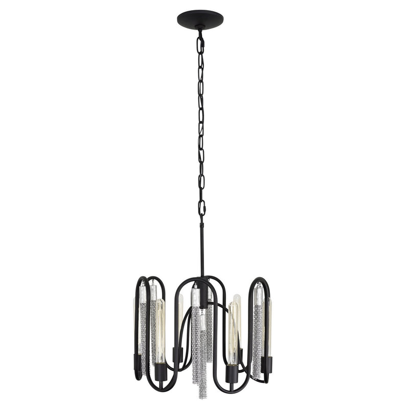 Six Light Pendant<br /><span style="color:#4AB0CE;">Entrega: 4-10 dias en USA</span><br /><span style="color:#4AB0CE;font-size:60%;">PREGUNTE POR ENTREGA EN PANAMA</span><br />Collection: Darden<br />Finish: Matte Black/Painted Chrome