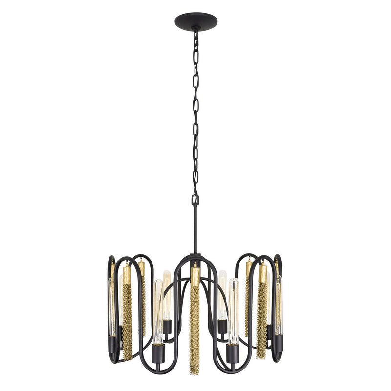 Eight Light Pendant<br /><span style="color:#4AB0CE;">Entrega: 4-10 dias en USA</span><br /><span style="color:#4AB0CE;font-size:60%;">PREGUNTE POR ENTREGA EN PANAMA</span><br />Collection: Darden<br />Finish: Matte Black/Antique Gold