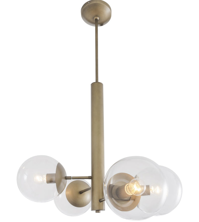 Four Light Chandelier<br /><span style="color:#4AB0CE;">Entrega: 4-10 dias en USA</span><br /><span style="color:#4AB0CE;font-size:60%;">PREGUNTE POR ENTREGA EN PANAMA</span><br />Collection: Mid-Century<br />Finish: Antique Brass