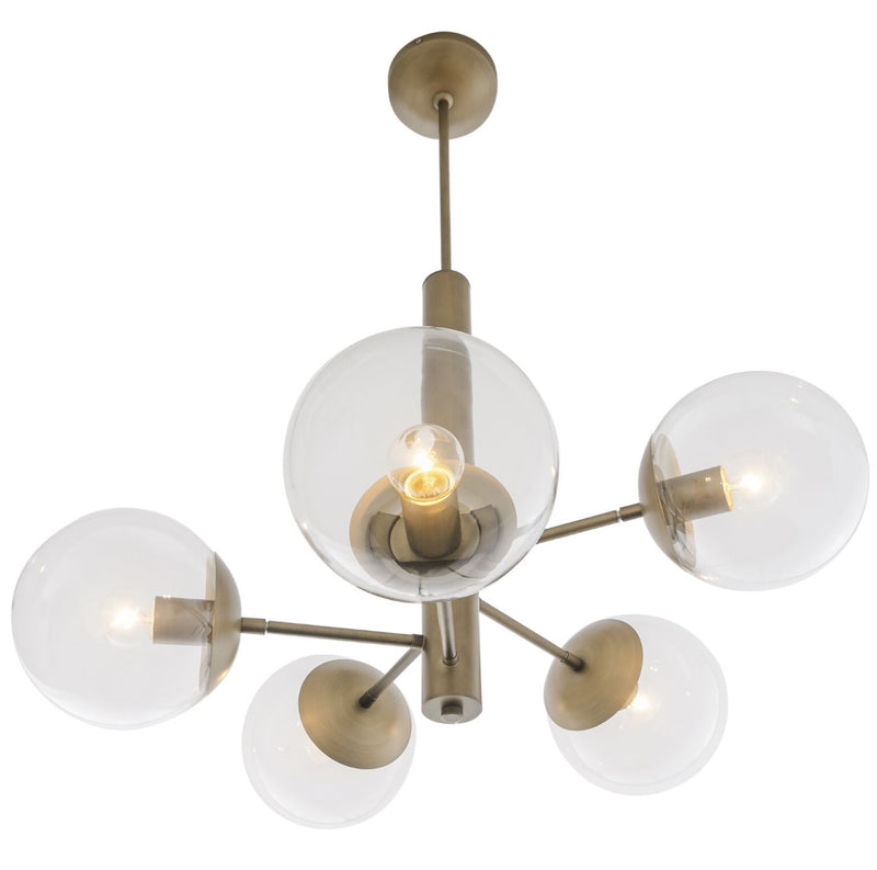 Five Light Chandelier<br /><span style="color:#4AB0CE;">Entrega: 4-10 dias en USA</span><br /><span style="color:#4AB0CE;font-size:60%;">PREGUNTE POR ENTREGA EN PANAMA</span><br />Collection: Mid-Century<br />Finish: Antique Brass