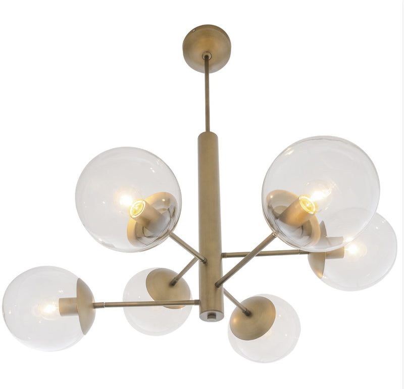 Six Light Chandelier<br /><span style="color:#4AB0CE;">Entrega: 4-10 dias en USA</span><br /><span style="color:#4AB0CE;font-size:60%;">PREGUNTE POR ENTREGA EN PANAMA</span><br />Collection: Mid-Century<br />Finish: Antique Brass