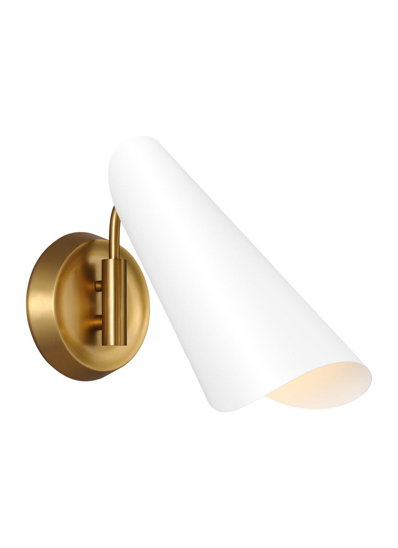 One Light Wall Sconce<br /><span style="color:#4AB0CE;">Entrega: 24-25 semanas en USA</span><br /><span style="color:#4AB0CE;font-size:60%;">PREGUNTE POR ENTREGA EN PANAMA</span><br />Collection: Tresa<br />Finish: Matte White and Burnished Brass