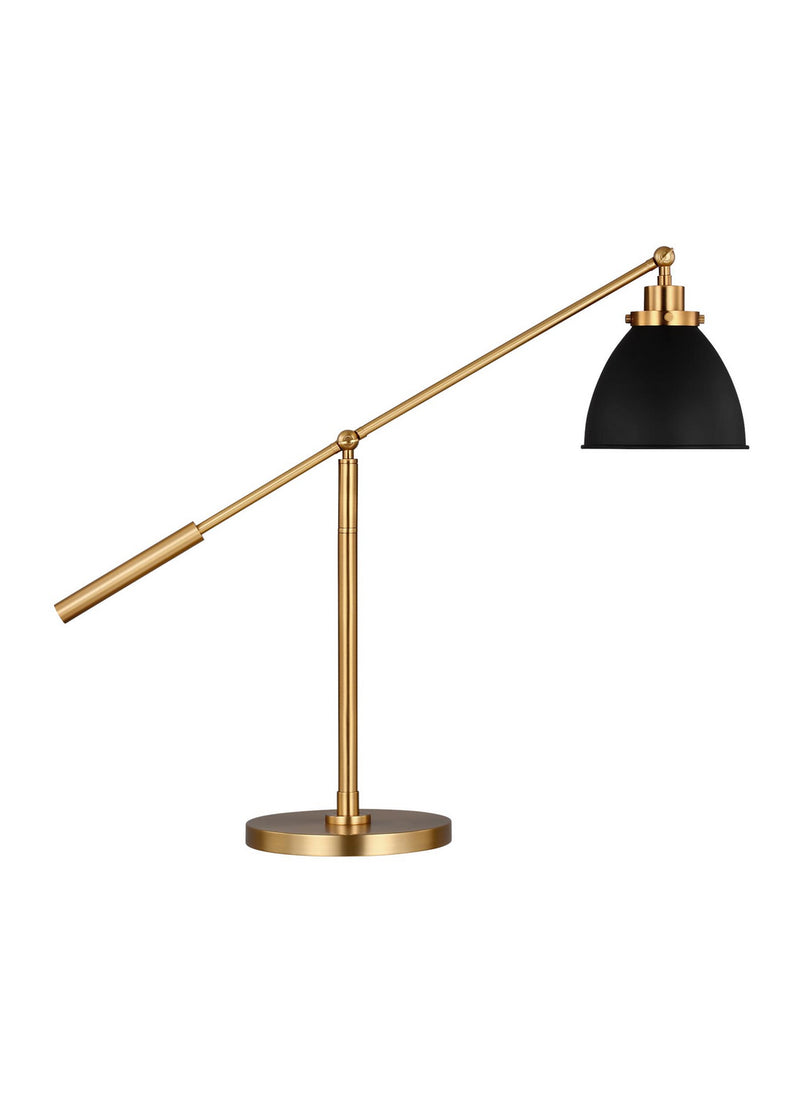 One Light Desk Lamp<br /><span style="color:#4AB0CE;">Entrega: 4-10 dias en USA</span><br /><span style="color:#4AB0CE;font-size:60%;">PREGUNTE POR ENTREGA EN PANAMA</span><br />Collection: Wellfleet<br />Finish: Midnight Black and Burnished Brass