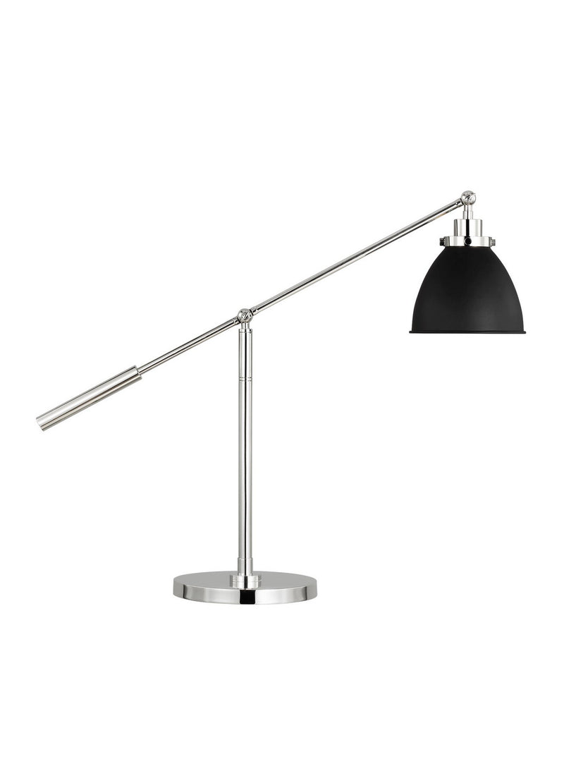 One Light Desk Lamp<br /><span style="color:#4AB0CE;">Entrega: 4-10 dias en USA</span><br /><span style="color:#4AB0CE;font-size:60%;">PREGUNTE POR ENTREGA EN PANAMA</span><br />Collection: Wellfleet<br />Finish: Midnight Black and Polished Nickel