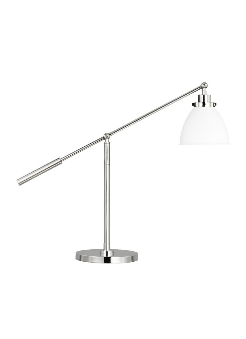 One Light Desk Lamp<br /><span style="color:#4AB0CE;">Entrega: 4-10 dias en USA</span><br /><span style="color:#4AB0CE;font-size:60%;">PREGUNTE POR ENTREGA EN PANAMA</span><br />Collection: Wellfleet<br />Finish: Matte White and Polished Nickel