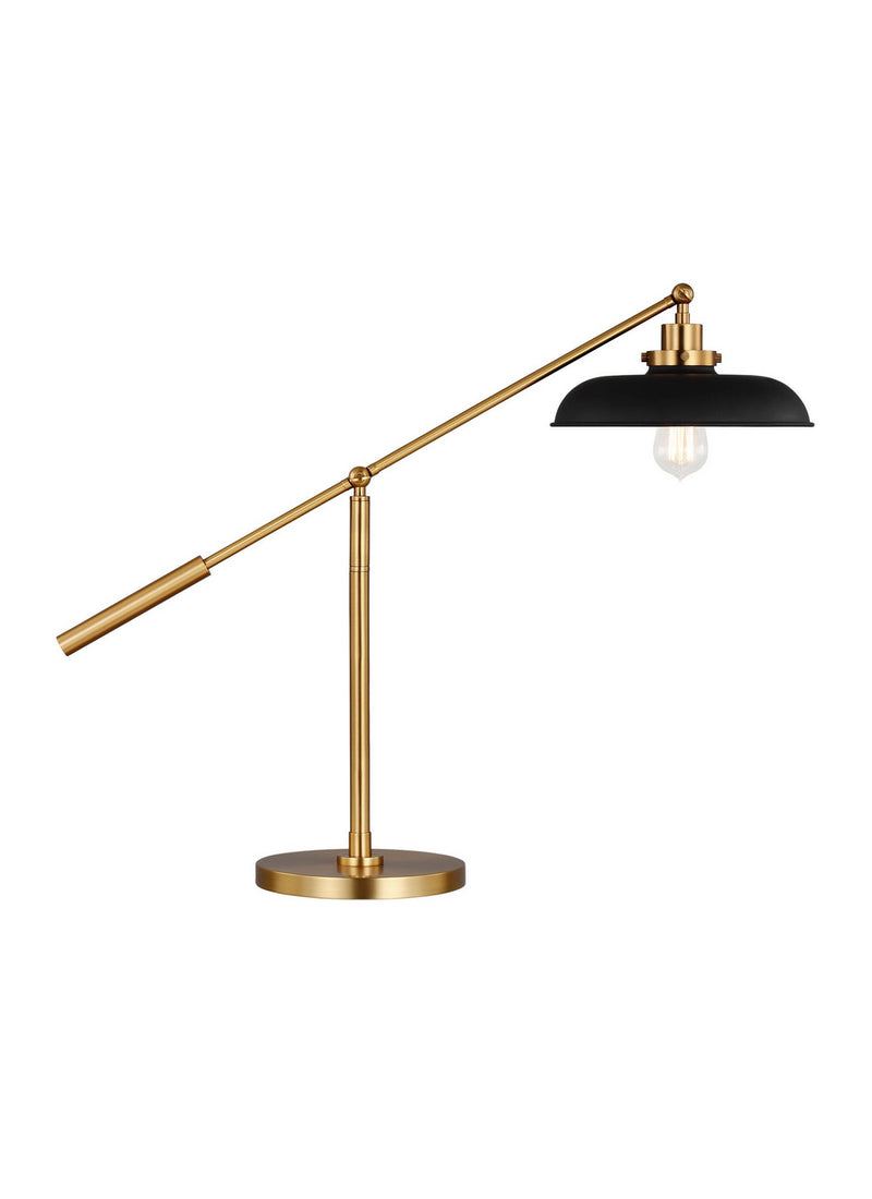 One Light Desk Lamp<br /><span style="color:#4AB0CE;">Entrega: 4-10 dias en USA</span><br /><span style="color:#4AB0CE;font-size:60%;">PREGUNTE POR ENTREGA EN PANAMA</span><br />Collection: Wellfleet<br />Finish: Midnight Black and Burnished Brass