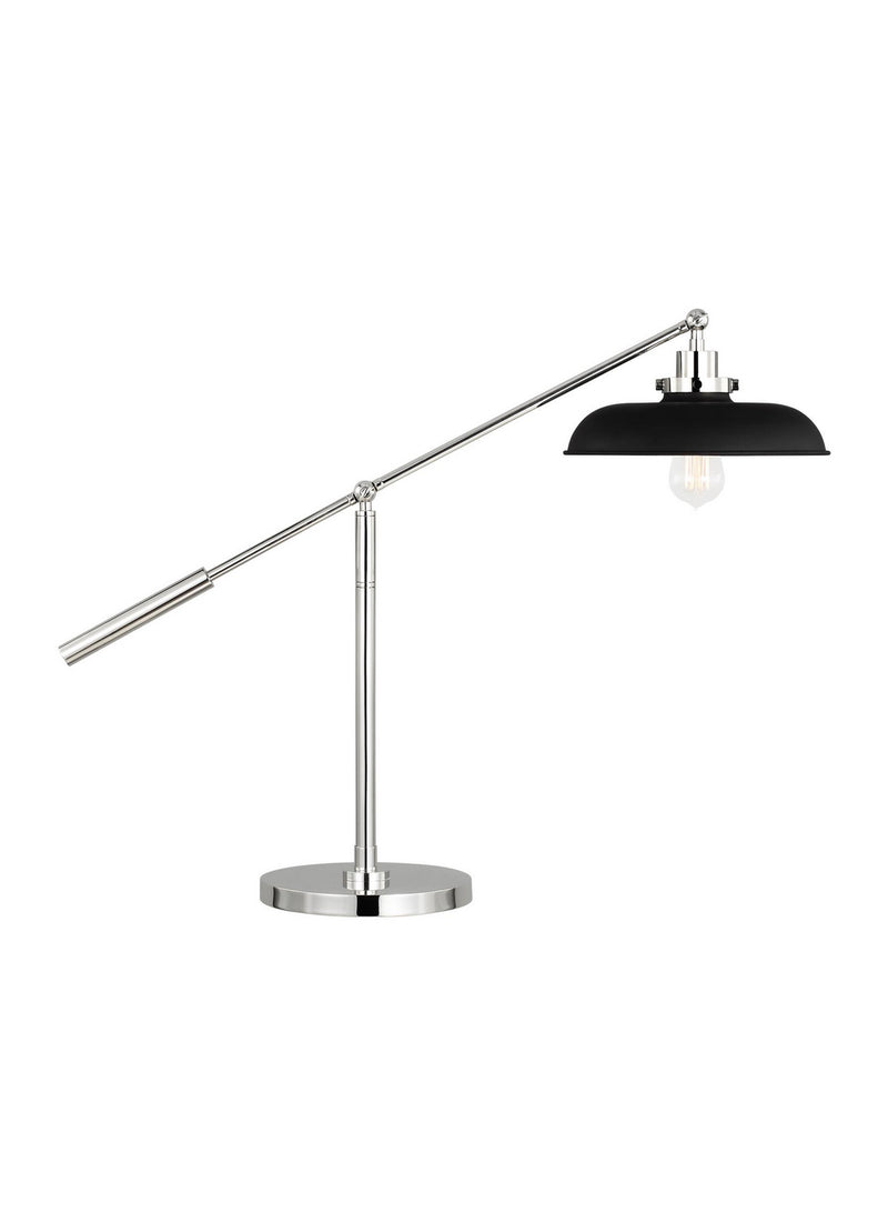 One Light Desk Lamp<br /><span style="color:#4AB0CE;">Entrega: 4-10 dias en USA</span><br /><span style="color:#4AB0CE;font-size:60%;">PREGUNTE POR ENTREGA EN PANAMA</span><br />Collection: Wellfleet<br />Finish: Midnight Black and Polished Nickel