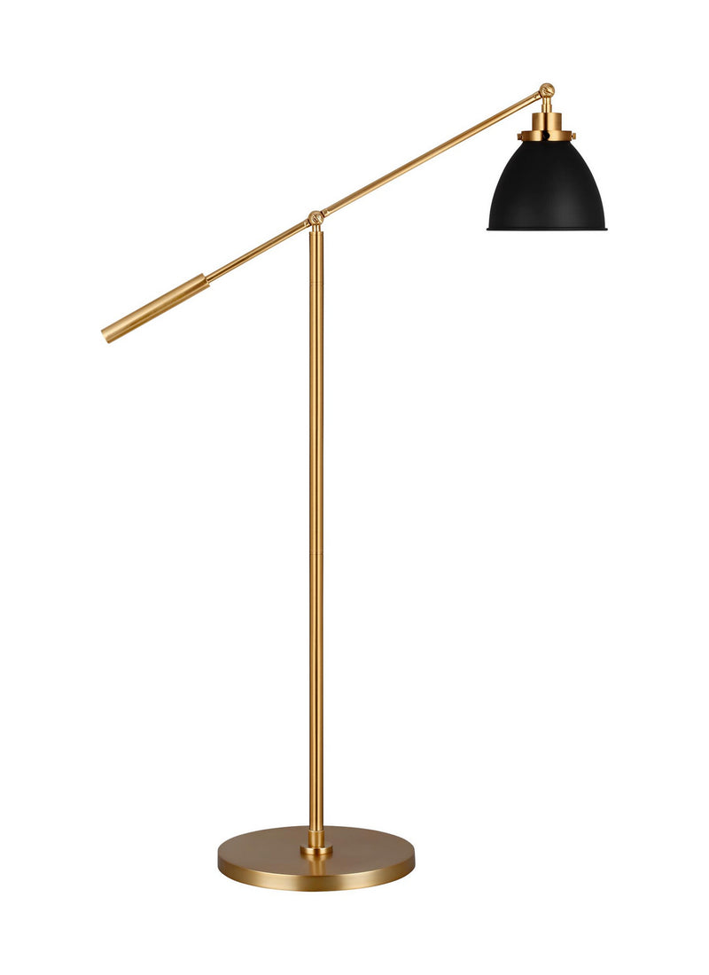 One Light Floor Lamp<br /><span style="color:#4AB0CE;">Entrega: 4-10 dias en USA</span><br /><span style="color:#4AB0CE;font-size:60%;">PREGUNTE POR ENTREGA EN PANAMA</span><br />Collection: Wellfleet<br />Finish: Midnight Black and Burnished Brass