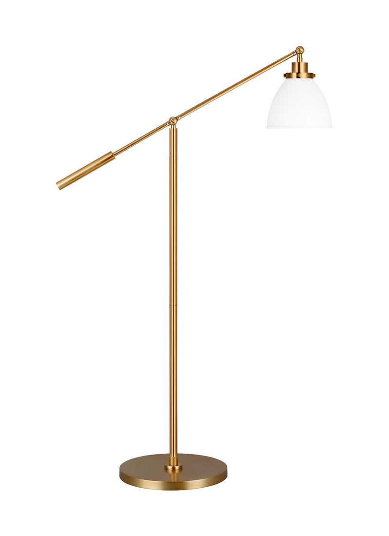 One Light Floor Lamp<br /><span style="color:#4AB0CE;">Entrega: 4-10 dias en USA</span><br /><span style="color:#4AB0CE;font-size:60%;">PREGUNTE POR ENTREGA EN PANAMA</span><br />Collection: Wellfleet<br />Finish: Matte White and Burnished Brass